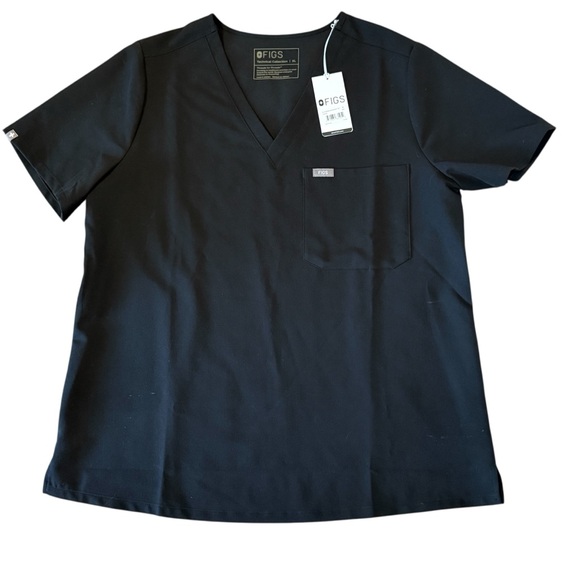 Figs Women’s Catarina X-Large Black 1-Pocket Scrub Top NEW with Original Tags - Picture 1 of 11